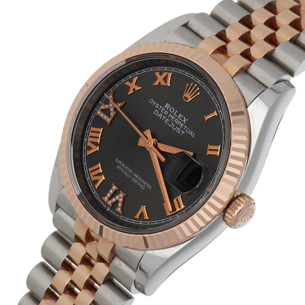 Reloj Rolex para caballero modelo Oyster Perpetual DateJust vistas oro rosado 18 kilates.