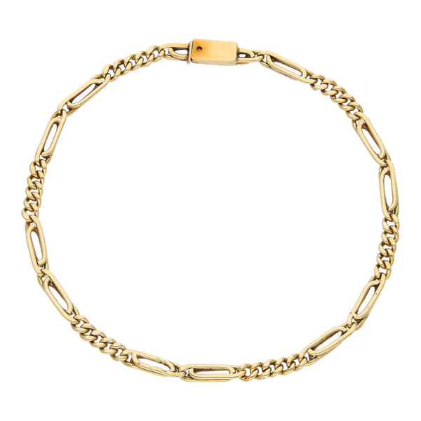 Pulsera eslabón combinado en oro amarillo 14 kilates.