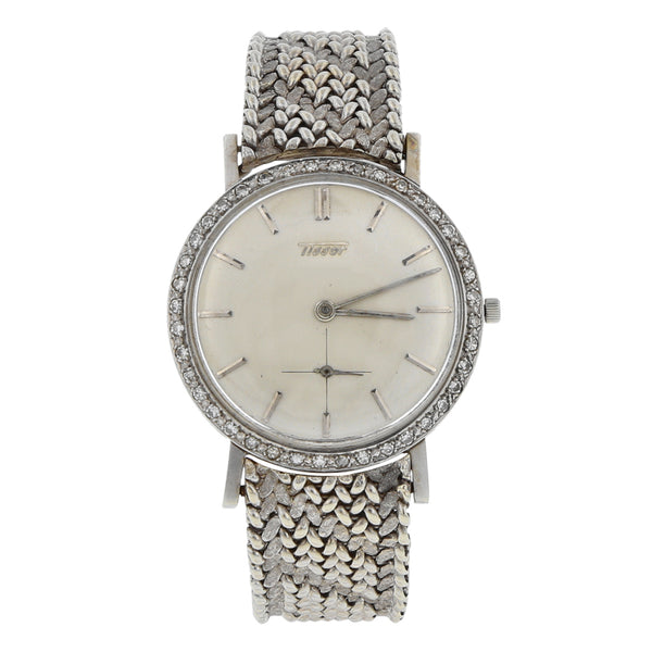 Reloj Tissot para caballero en oro blanco 14 kilates.