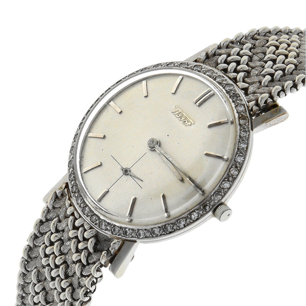 Reloj Tissot para caballero en oro blanco 14 kilates.