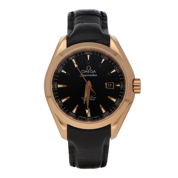 Reloj Omega para dama modelo Seamaster Aqua Terra caja en oro rosa 18 kilates.