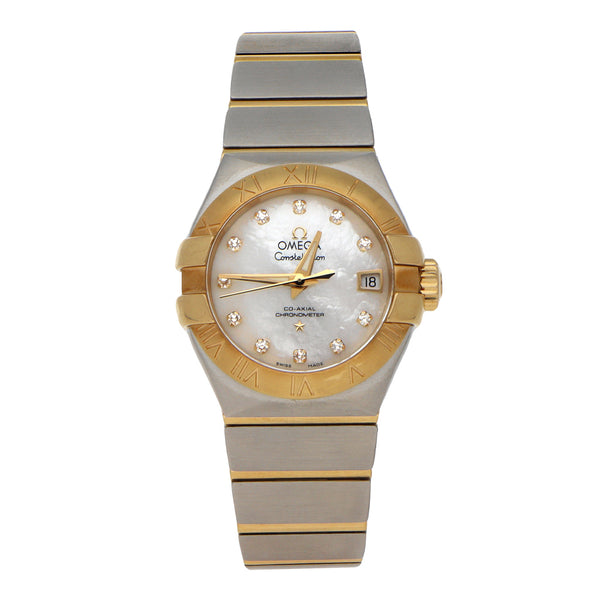 Reloj Omega para dama modelo Constellation Co-Axial vistas en oro amarillo 18 kilates.