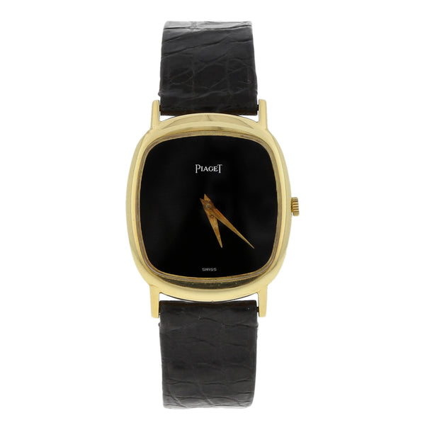 Reloj Piaget para caballero caja en oro amarillo 18 kilates correa piel.