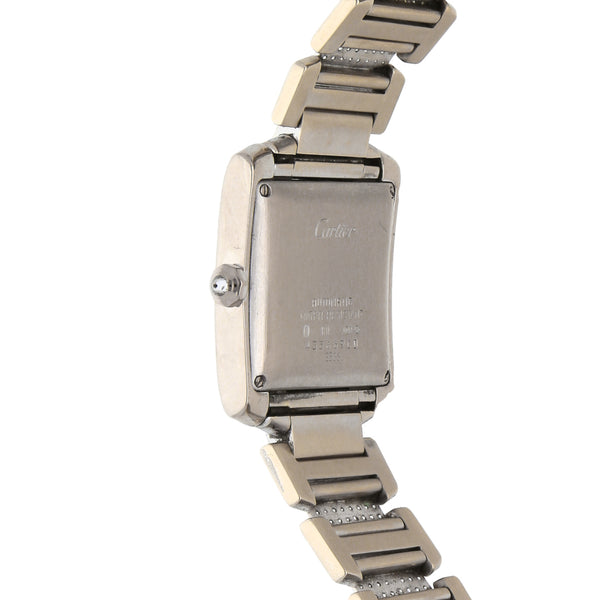 Reloj Cartier para dama unisex modelo Tank Francaise en oro blanco 18 kilates.