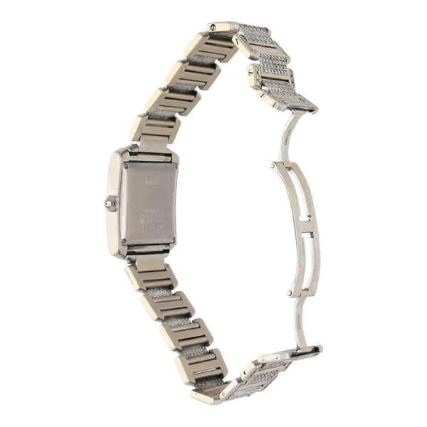 Reloj Cartier para dama unisex modelo Tank Francaise en oro blanco 18 kilates.