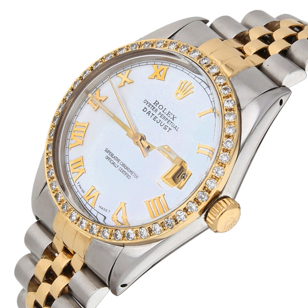 Reloj Rolex para caballero modelo Oyster Perpetual DateJust vistas en oro amarillo 18 kilates.