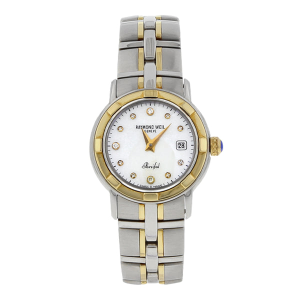 Reloj Raymond Weil para dama modelo Parsifal vistas oro amarillo 18 kilates.