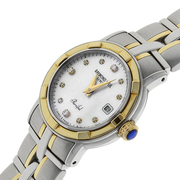 Reloj Raymond Weil para dama modelo Parsifal vistas oro amarillo 18 kilates.