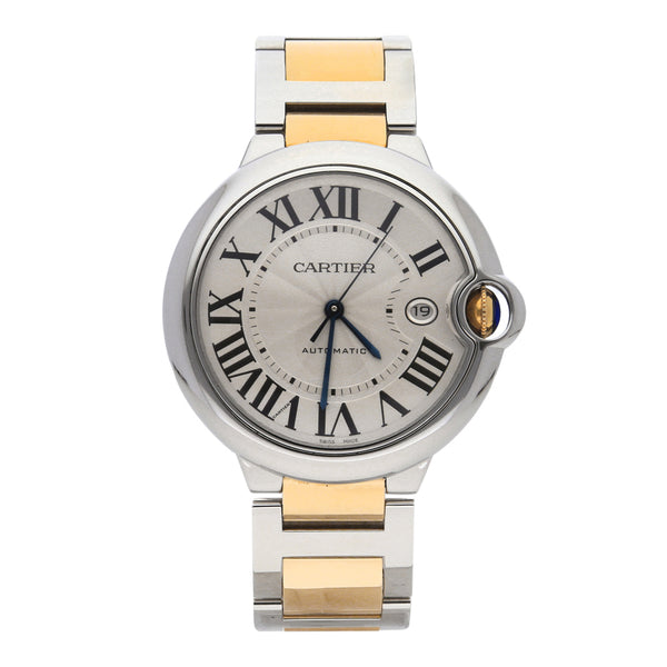 Reloj Cartier para caballero modelo Ballon Bleu vistas en oro amarillo 18 kilates.