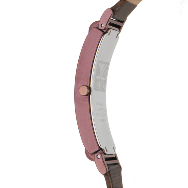 Reloj Le Vian para dama en acero PVD correa textil con piel.