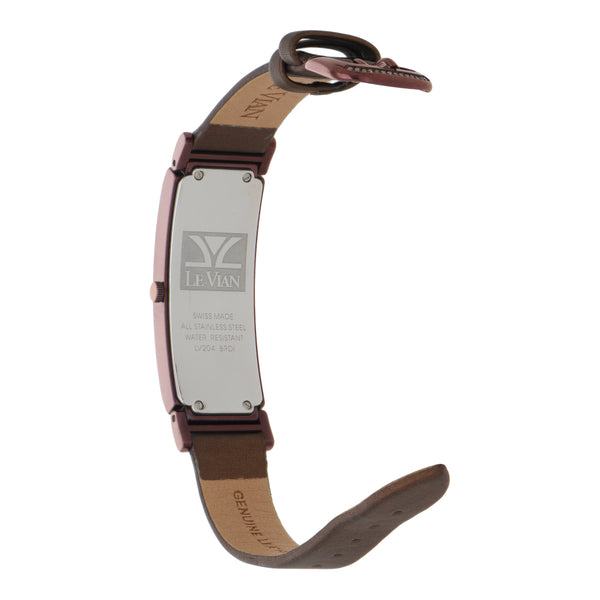 Reloj Le Vian para dama en acero PVD correa textil con piel.
