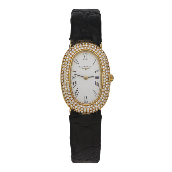 Reloj Longines para dama modelo Prestige Gold Oval caja en oro amarillo 18 kilates.