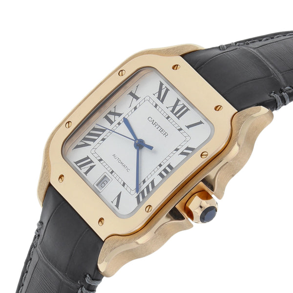 Reloj Cartier para caballero modelo Santos caja en oro rosa 18 kilates.