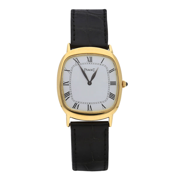 Reloj Piaget para caballero caja en oro amarillo 18 kilates pulso piel.