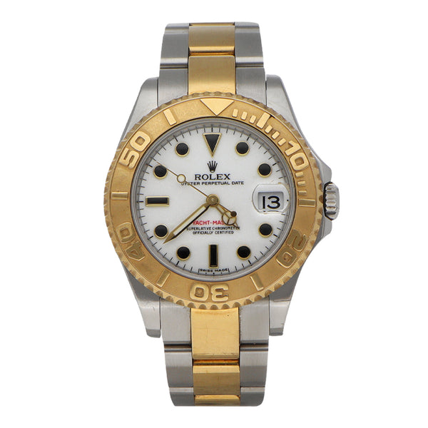 Reloj Rolex para dama modelo Oyster Perpetiual Date Yacht-Master vistas en oro amarillo 18 kilates.