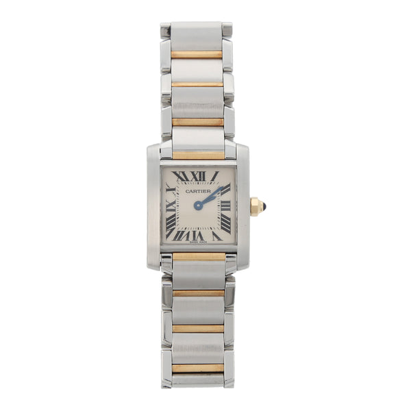 Reloj Cartier para dama modelo Tank Francaise vistas en oro amarillo 18 kilates.