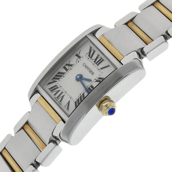 Reloj Cartier para dama modelo Tank Francaise vistas en oro amarillo 18 kilates.