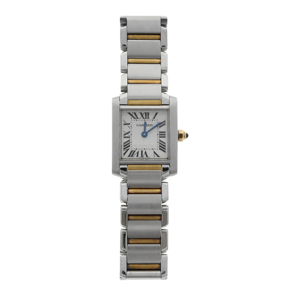 Reloj Cartier para dama modelo Tank Francaise vistas en oro amarillo 18 kilates.