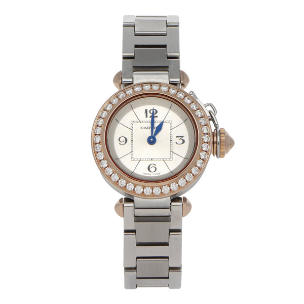 Reloj Cartier para dama modelo Pasha vistas en oro rosa 18 kilates.