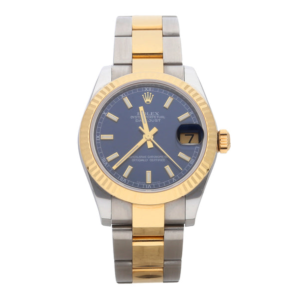 Reloj Rolex para caballero/unisex modelo Oyster Perpetual DateJust vistas en oro amarillo 18 kilates.