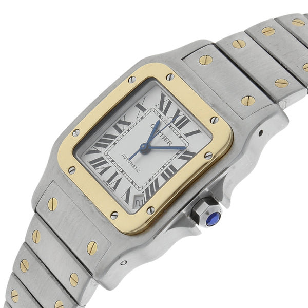 Reloj Cartier para caballero modelo Santos Galbée vistas en oro amarillo 18 kilates.