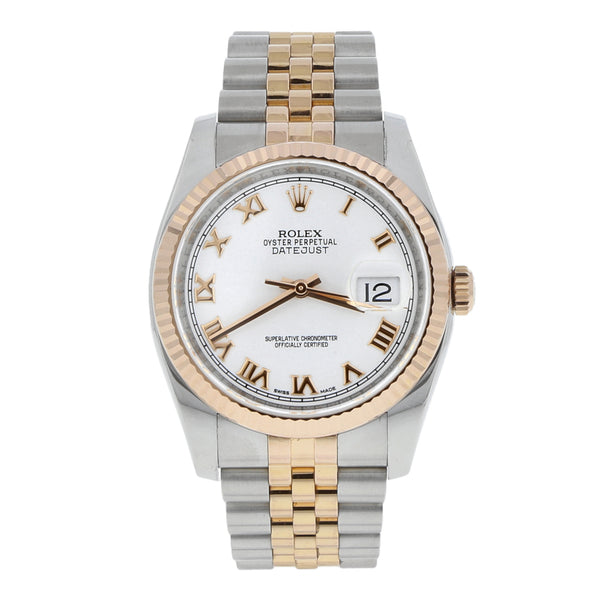 Reloj Rolex para caballero modelo Oyster Perpetual DateJust vistas oro rosado 18 kilates.