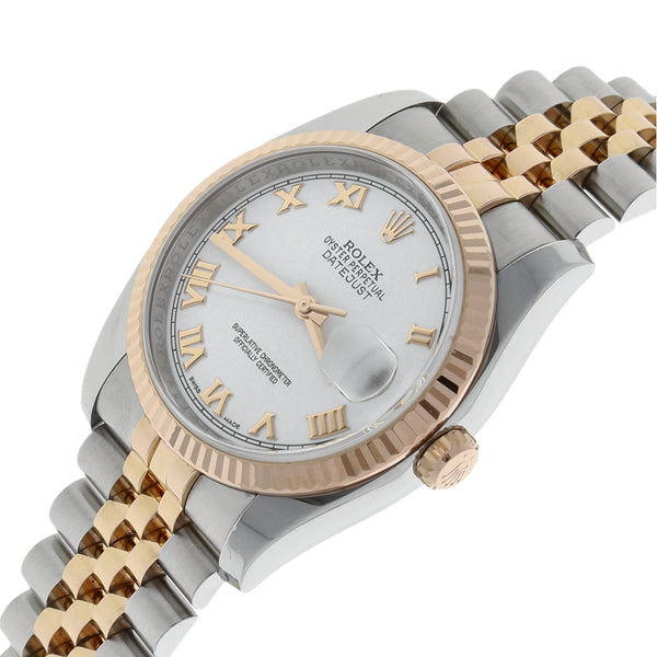 Reloj Rolex para caballero modelo Oyster Perpetual DateJust vistas oro rosado 18 kilates.