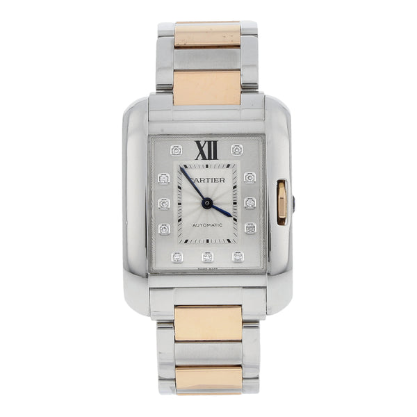 Reloj Cartier para caballero modelo Tank Anglaise Diamonds vistas en oro rosa 18 kilates.