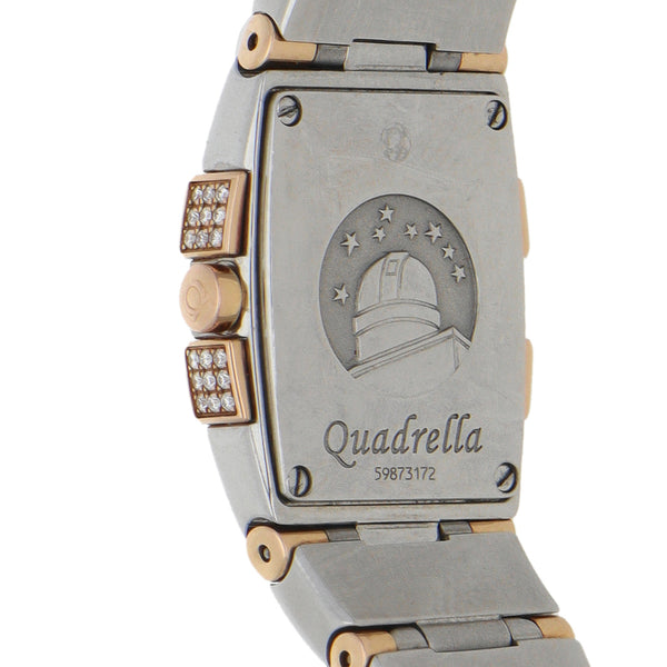 Reloj Omega para dama modelo Constellation Quadrella vistas oro rosado 18 kilates.