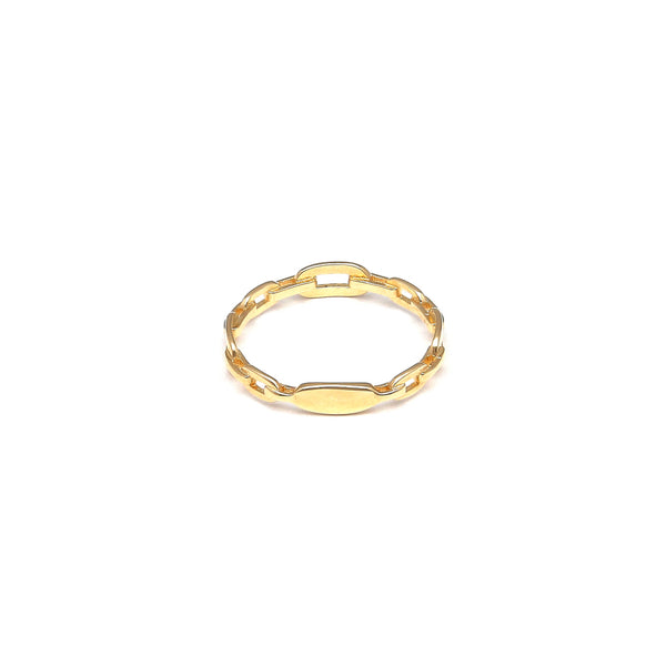 Anillo calado motivo cadena en oro amarillo 14 kilates.