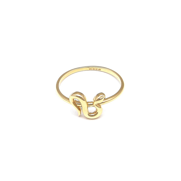 Anillo liso motivo serpiente en oro amarillo 14 kilates.