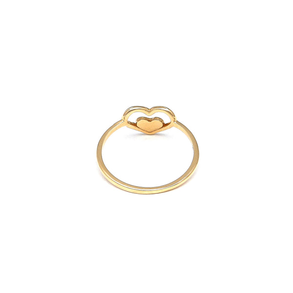 Anillo calado motivo corazones en oro amarillo 14 kilates.