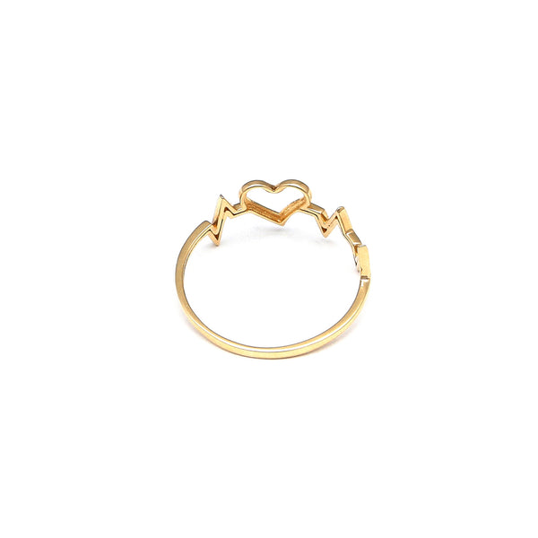 Anillo liso motivo electrocardiograma en oro amarillo 14 kilates.