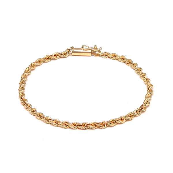 Pulsera eslabón torzal en oro amarillo 14 kilates.