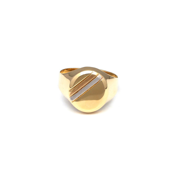 Anillo tipo sello en oro amarillo 14 kilates.