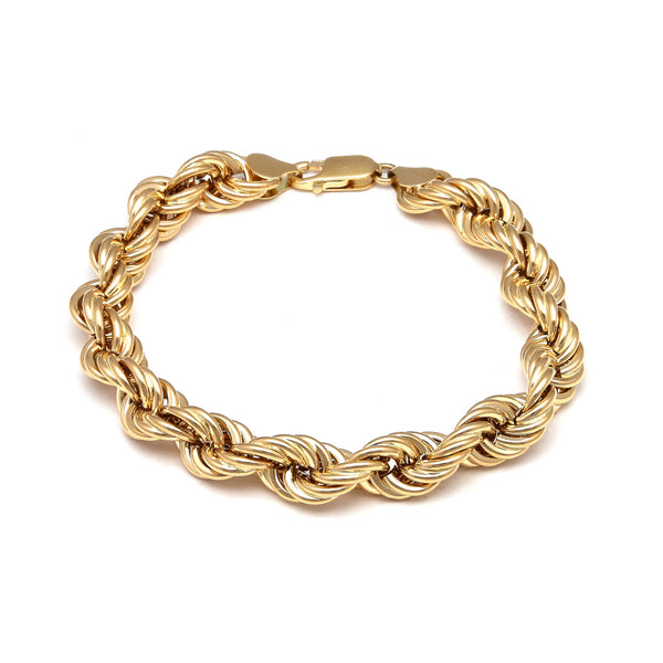 Pulsera eslabón torzal en oro amarillo 14 kilates.