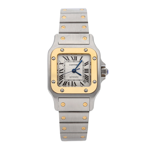 Reloj Cartier para dama modelo Santos Galbee vistas en oro amarillo 18 kilates.