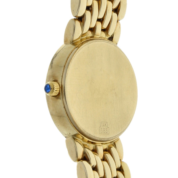 Reloj Geneve para dama en oro amarillo 14 kilates.