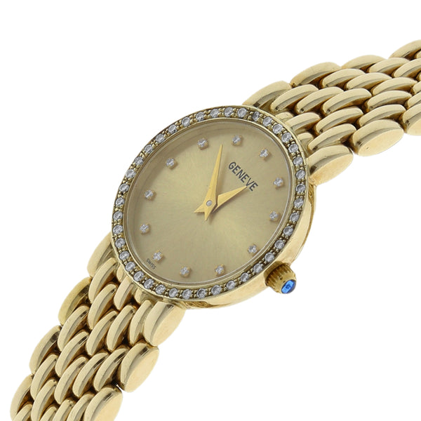 Reloj Geneve para dama en oro amarillo 14 kilates.