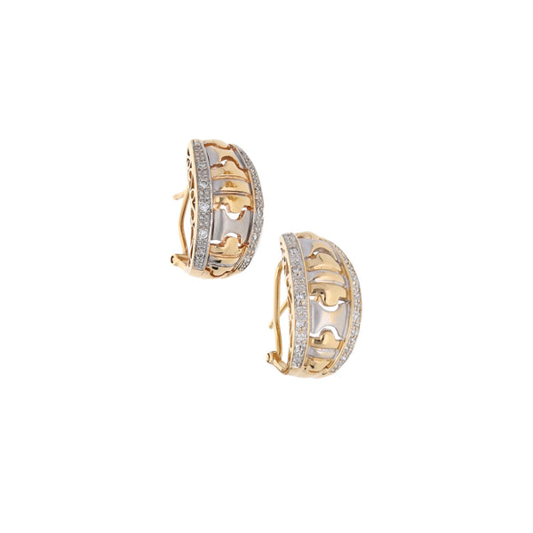 Aretes estilizados con diamantes en oro amarillo 14 kilates.