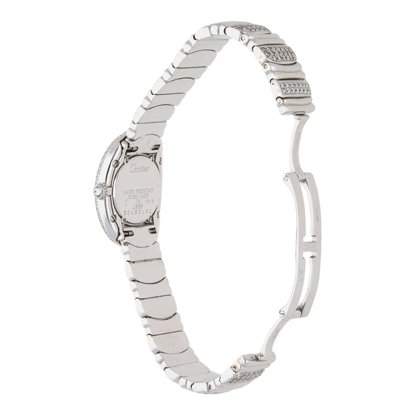 Reloj Cartier para dama modelo Baignoire en oro blanco 18 kilates.