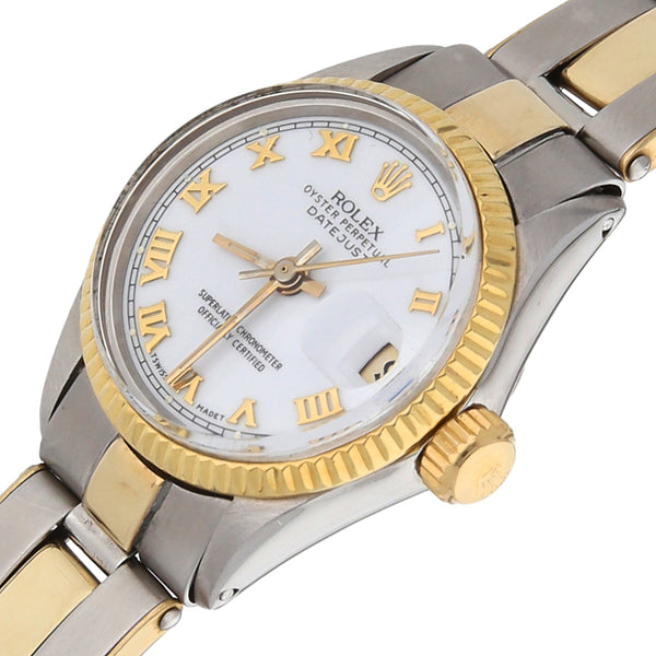 Reloj Rolex para dama modelo Oyster Perpetual DateJust vistas oro amarillo 14 kilates.