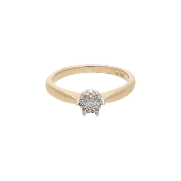 Anillo diseño especial con diamantes en oro dos tonos 14 kilates.