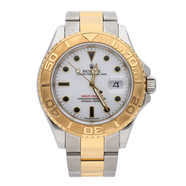 Reloj Rolex para caballero modelo Oyster Perpetual Date vistas oro amarillo 18 kilates.