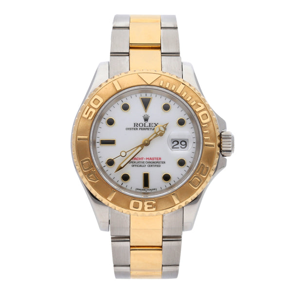 Reloj Rolex para caballero modelo Oyster Perpetual Yacht-Master vistas en oro amarillo 18 kilates.