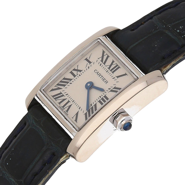 Reloj Cartier para dama modelo Tank Francaise caja en oro blanco 18 kilates.