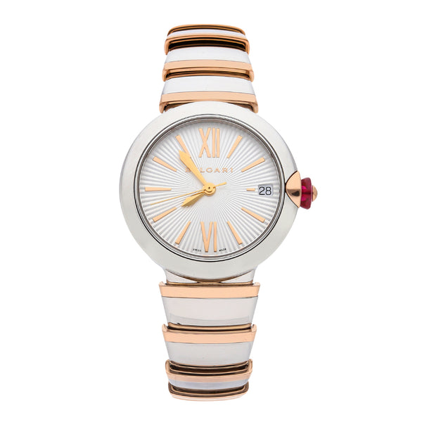 Reloj Bulgari para dama modelo Lucea vistas en oro rosado 18 kilares.