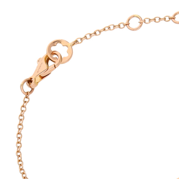 Pulsera eslabón cruzado con aplicación firma Montblanc en oro rosa 18 kilates.