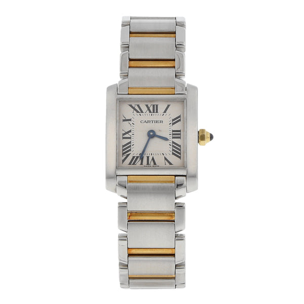 Reloj Cartier para dama modelo Tank vistas en oro amarillo 18 kilates.