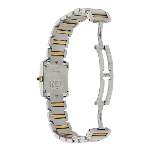 Reloj Cartier para dama modelo Tank vistas en oro amarillo 18 kilates.